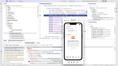 Debugging an Xcode project in the iOS Simulator